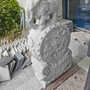 东营芝麻白抱鼓石 庭院抱鼓石