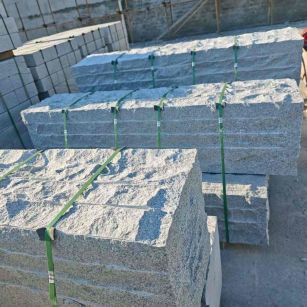 东营芝麻白自然面整石 坐凳