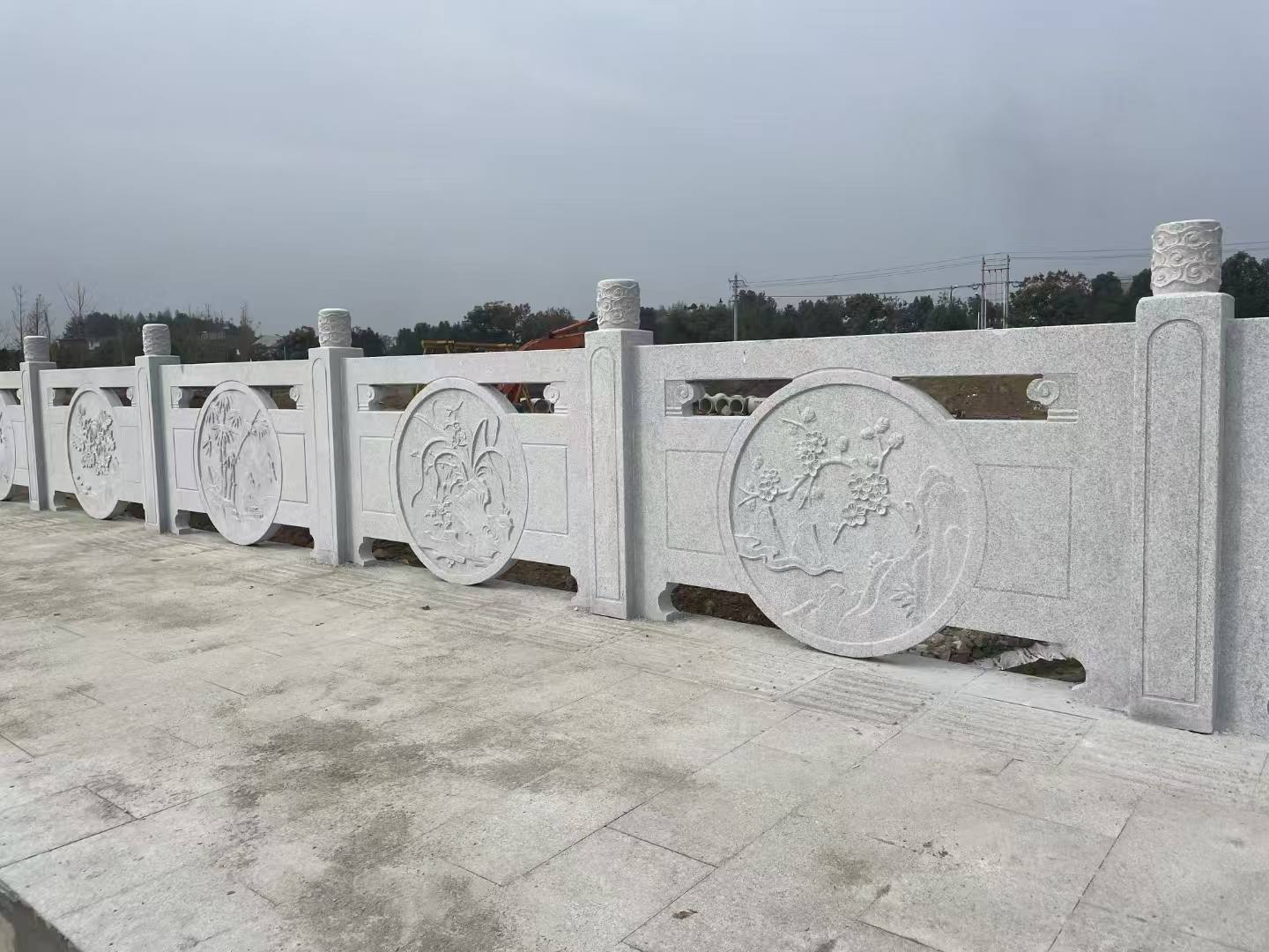 东营芝麻白河道栏杆 石材栏杆
